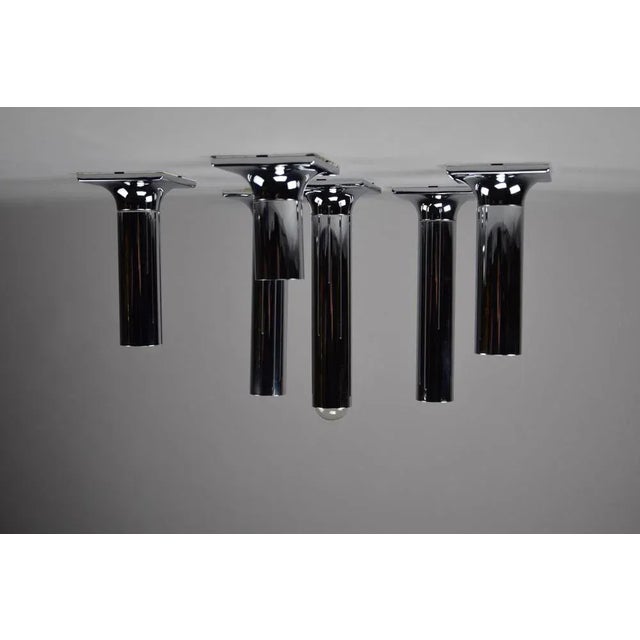 Chroome Ceiling Lamps attributed to Rolf Krüger for Staff, 1960s, Set of 6 For Sale - Image 9 of 12