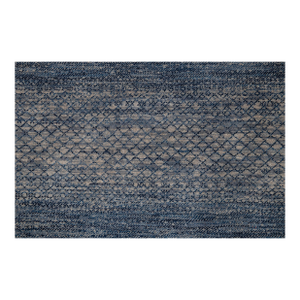 2.6' x 10' Savannah Hand Knotted Modern Blue Gray Wool & Silk Rug