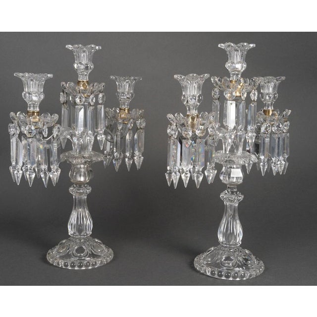 Glass Napoleon III Style Crystal Candelabras from Baccarat, Set of 2 For Sale - Image 7 of 12