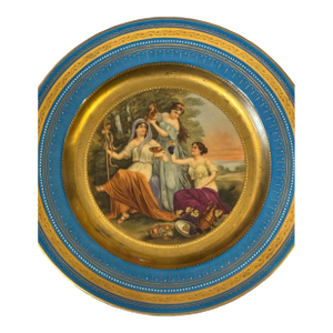 Antique Victorian Royal Vienna Porcelain Gilt Decorated Scenic Plate Bachantes