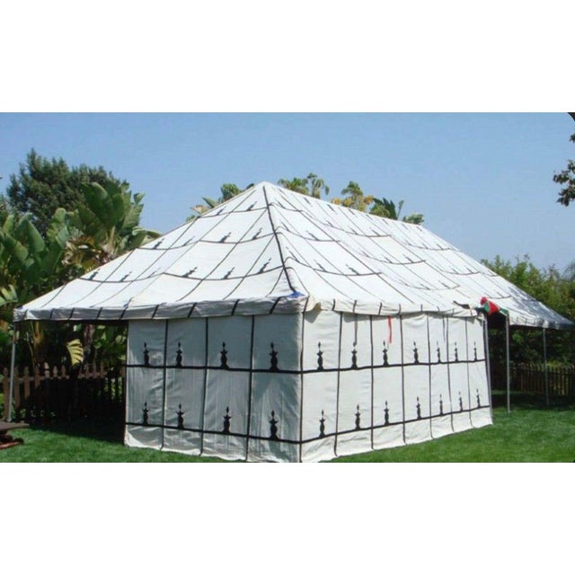White Hand-Crafted Moroccan Caidale Tent by Berber Tribes, 20 ft x 40 ft For Sale - Image 8 of 13