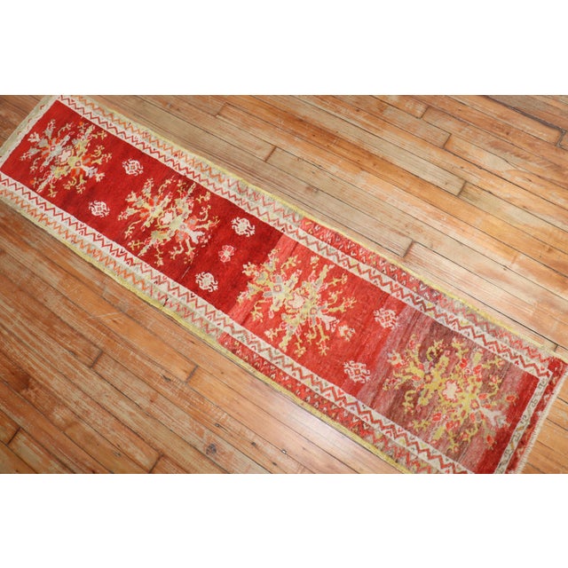 Red Early 20th Century Zabihi Collection Turkish Sivas Red Small Runner - 1'6" x 5'10" For Sale - Image 8 of 10