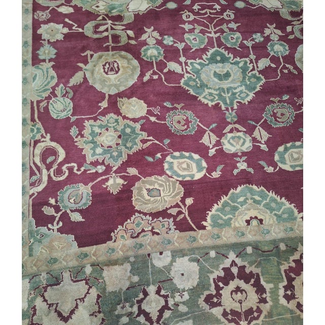 Late 20th Century Hand-Knotted Indian Agra Wool Rug, 14'3" × 11'4" For Sale - Image 4 of 10
