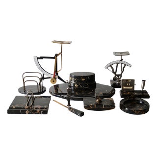 Art Deco Marble Desk Stationary Set by Jakob Maul, Germany, 1920s, Set of 10 For Sale