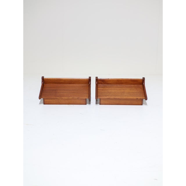 Floating Wall-Mounted Bedside Tables in Teak by Kai Kristiansen, 1960s, Set of 2 For Sale - Image 4 of 11