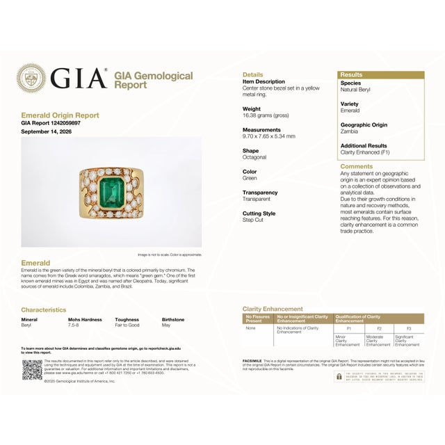 3.50 Ct Gia Certified Natural Zambian Emerald & Diamond Ring Size 6.5 For Sale - Image 10 of 10