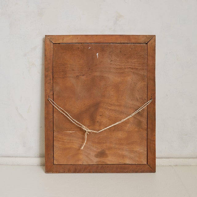 Brown Italian Vertical Rectangular Wall Mirror with Chamfered Wood Frame, 1950s For Sale - Image 8 of 9