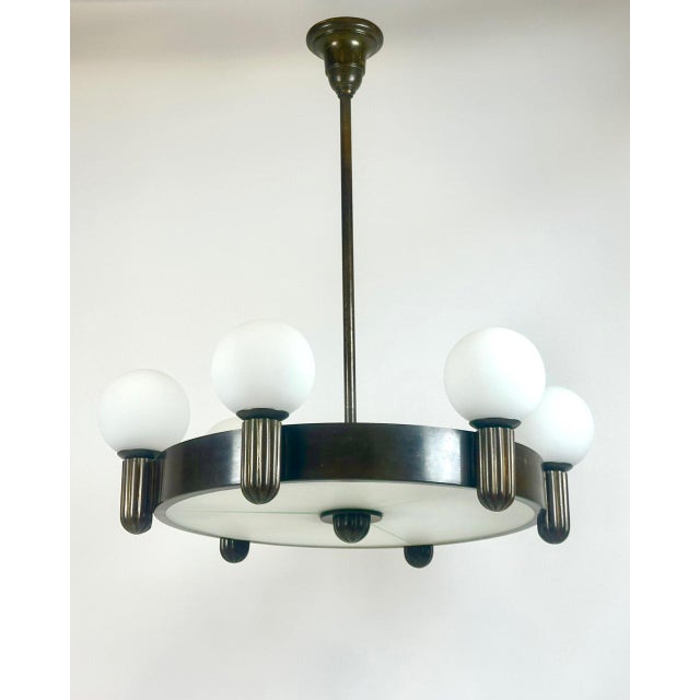 Arts and Crafts Bronze 6-Arm Chandelier, 1910s For Sale - Image 16 of 16