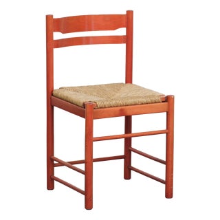 Vintage Wooden Chair with Woven Cane Seat, 1970s For Sale