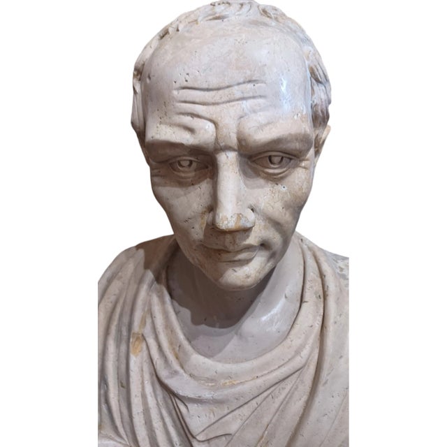 Vintage Monumental marble bust of Julius Ceasar. Bust has been honed and it very heavy.