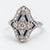 Art Deco Vintage 14k White Gold Old European Cut Diamond & Sapphire Ring, Size 4 For Sale - Image 3 of 7