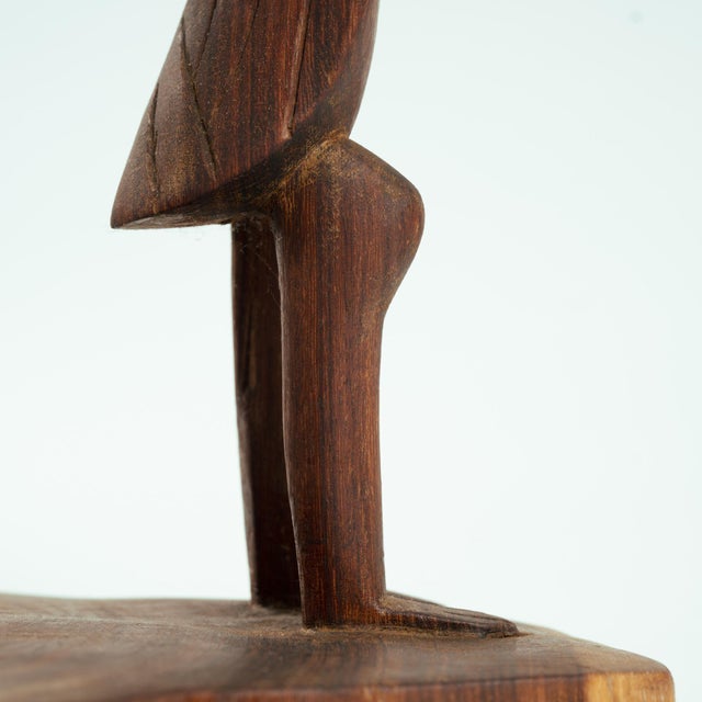 20th Century Fon Dignitary Monoxyl Carved Wood Armchairs and Table Set, Benin, 1954, Set of 3 For Sale - Image 18 of 18