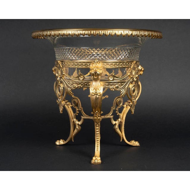 Napoleon III Mantel Set in Gilt Bronze and Cut Crystal, Set of 3 For Sale - Image 9 of 13