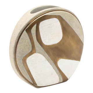 Modern Vase in Shagreen With Mother of Pearl and Brass Details by R&y Augousti For Sale