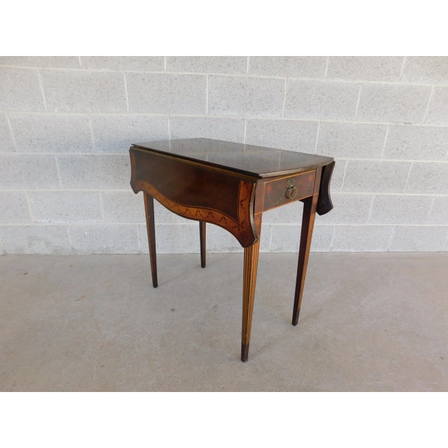 Antique Mahogany Hepplewhite Style Paint Decorated Pembroke Table For Sale - Image 4 of 13