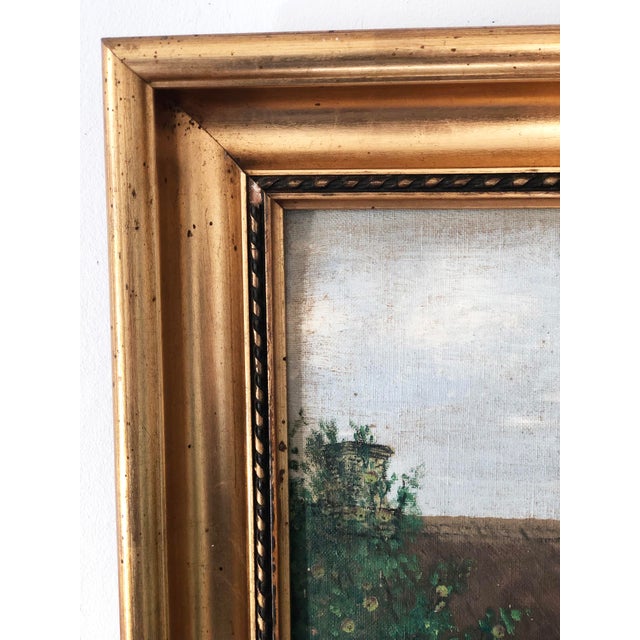 Wood Vintage Original Cottage Oil Painting: Framed Nature Garden Art For Sale - Image 7 of 13