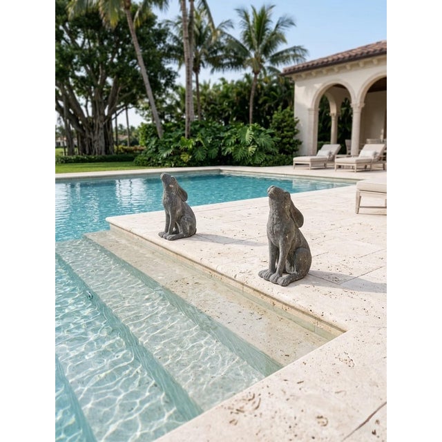 A Pair of Vintage Cast Iron "Moon Gazing" Hares For Sale In West Palm - Image 6 of 8