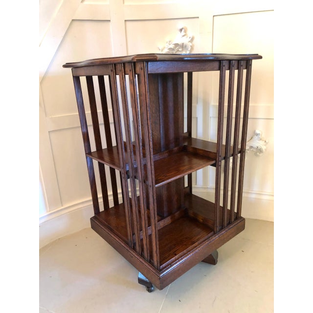 Antique Edwardian Mahogany Revolving Bookcase For Sale - Image 11 of 12
