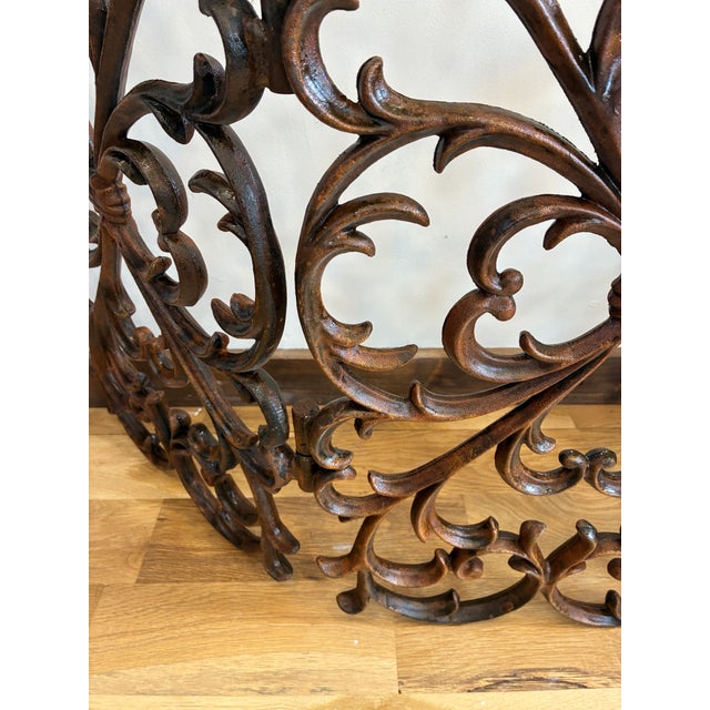 Vintage Ornate Spanish Style Cast Iron Fireplace Screen For Sale In Oklahoma City - Image 6 of 13