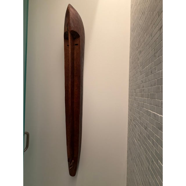 Elongated Hand‑Carved Wooden Wall Sculpture – Organic Modern Art Mask From Material Possessions Chicago For Sale - Image 10 of 10