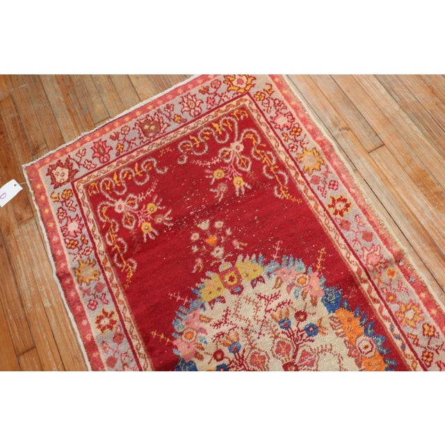 Red Vintage Bright Red Turkish Runner - 3' x 10'9" For Sale - Image 8 of 12