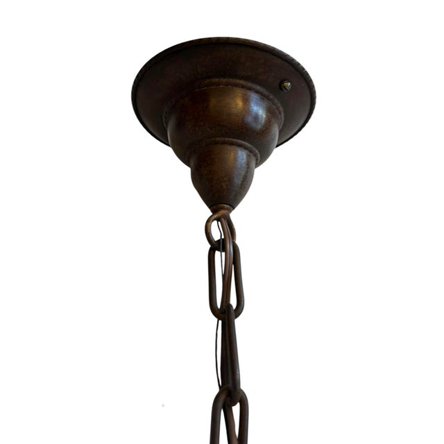 1920s Vintage Halophane Hanging Pendant Light Fixtures - Pair For Sale - Image 5 of 10