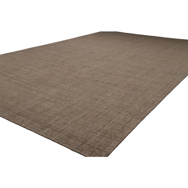 Rug & Kilim Rug & Kilim’s Oversized Modern Textural Solid Rug in Brown Tones and Striae For Sale - Image 4 of 7