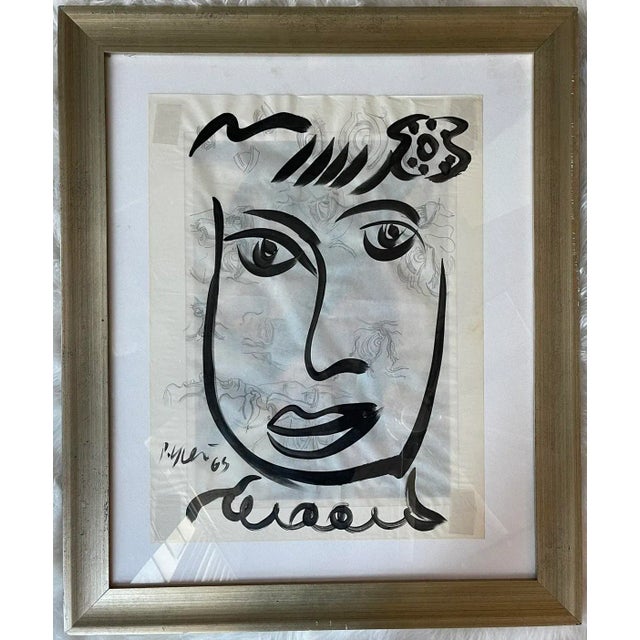 1960s 1960s Abstract Face Painting by Peter Keil, Framed For Sale - Image 5 of 5