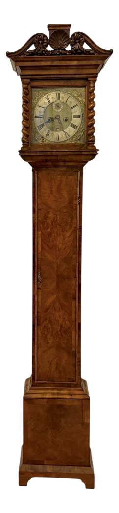 Antique English Burr Walnut Longcase Clock from Edin Burgis of London, 1680s