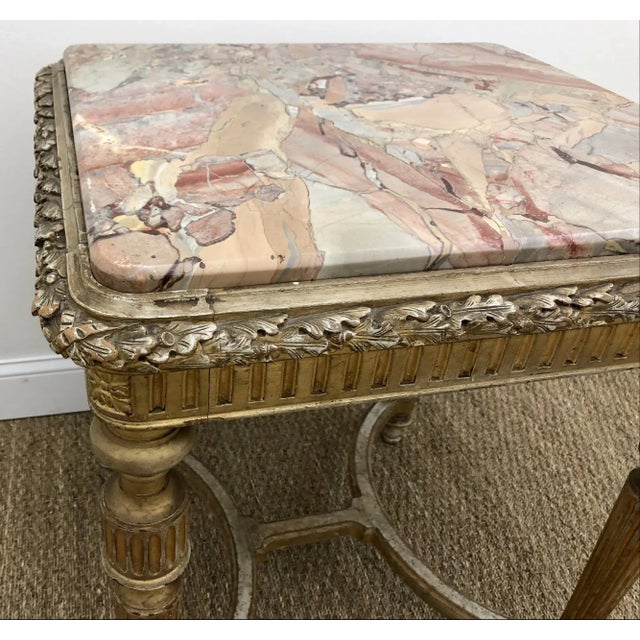French Late 19th Century Louis XVI Style Carved Gilt-Wood Side Table For Sale - Image 3 of 13