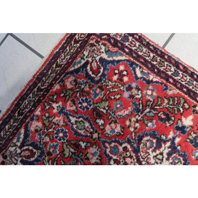 Red 1960s Handmade Vintage Persian Sarouk Rug 1.9' X 2.6' (60cm X 81cm) For Sale - Image 8 of 10