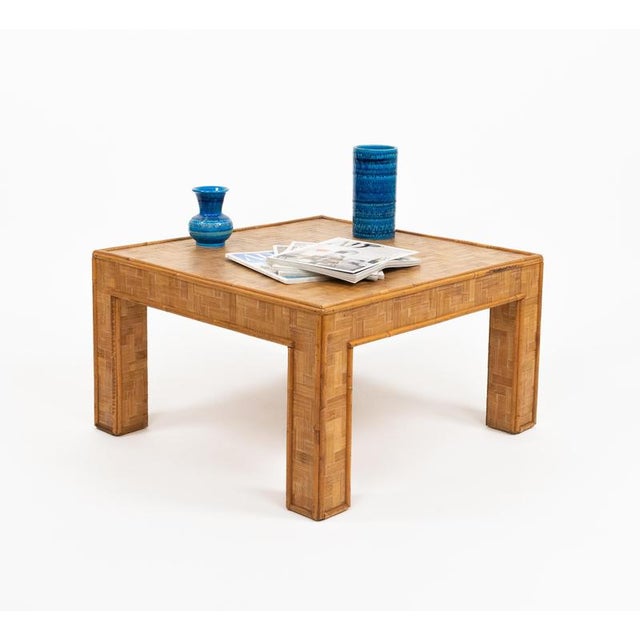 Wood Mid-Century Modern Bamboo and Rattan Coffee Table, Italy, 1970s For Sale - Image 7 of 10