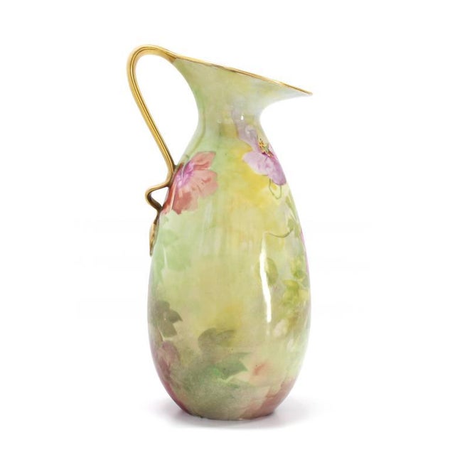Vintage Mid Century Limoges Floral Vase Shape Porcelain Pitcher