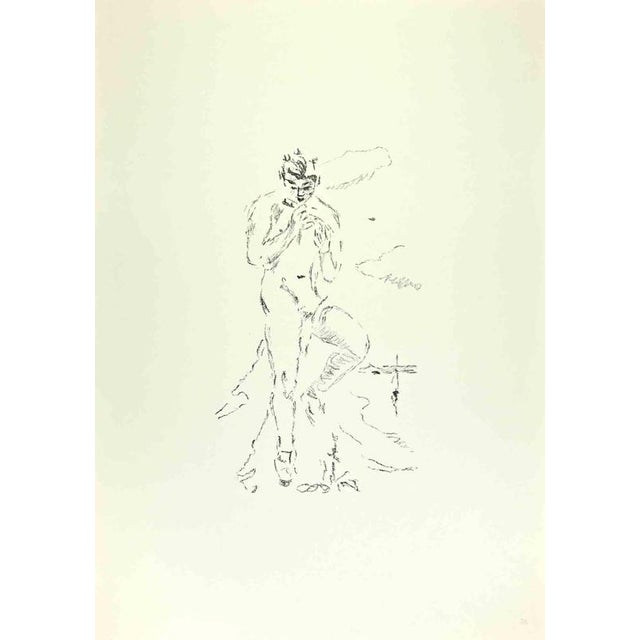 Posing Man is an artwork realized by Filippo De Pisis (1896, Ferrara - 1956, Milano) in the 1960. Black and white...