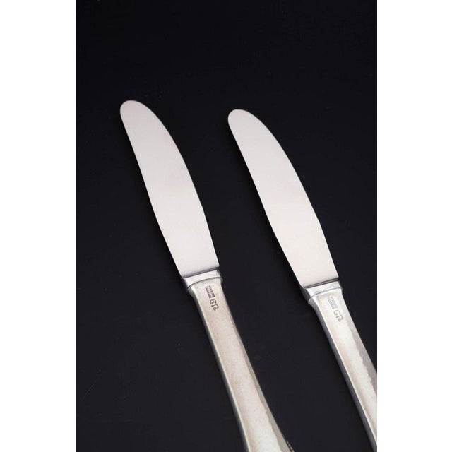 Evald Nielsen, two lunch knives. Model number 14. Elegant lunch knives in sterling silver and stainless steel. Model...