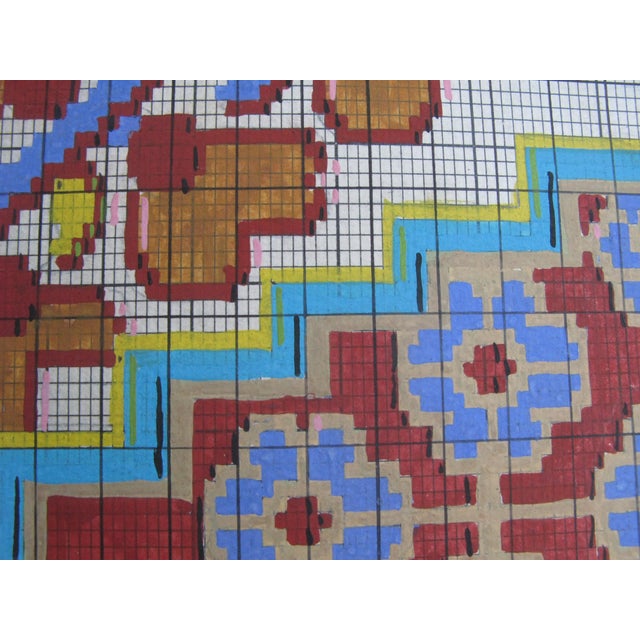 Antique Textile Design on Paper For Sale - Image 4 of 6