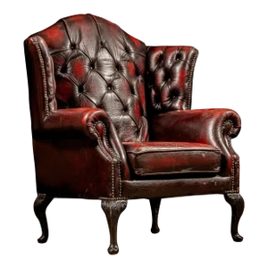 Mid 20th Century Vintage Tufted Leather Wingback Armchair in Oxblood