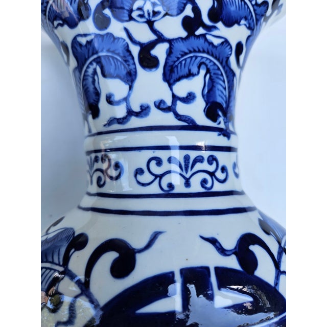 Chinese Graceful and Pretty Blue and White Chinese Vase For Sale - Image 3 of 5
