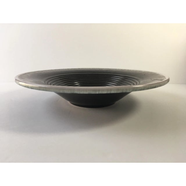 Mid Century modern German ceramic bowl with interior ridges. Made by Carstens Keramik. 10 1/2 inches in diameter and...