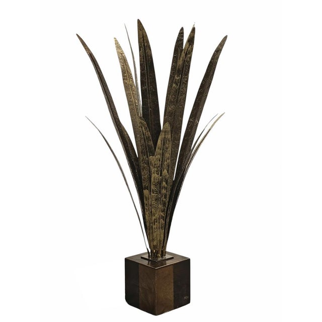 Gold Gilt Palm Table or Floor Lamp in the style of Tommaso Barbi, Italy, 1960s For Sale - Image 8 of 8