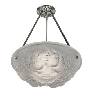 French Art Deco Pendant Light by Muller Freres 1930 France For Sale