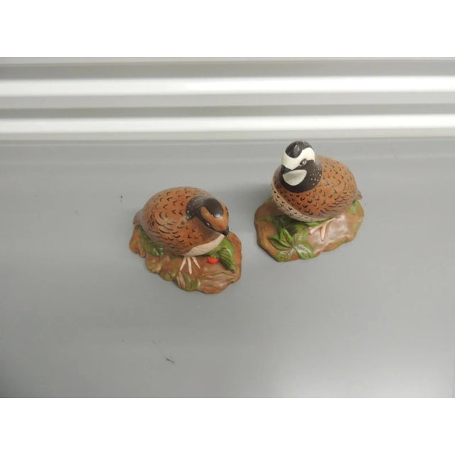Vintage Hand Painted "Bob White" Quails Birds Figurines by Sadek, Japan Size: 7"W x 4"D x 8.5"H