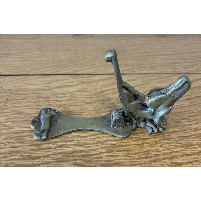Vintage English Brass Horse and Fox Hunt Equestrian Door Knocker For Sale - Image 4 of 5