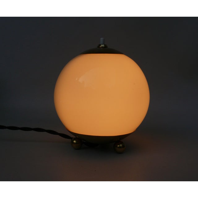 Small Table Lamp in Brass with Beige Overlay Glass, 1930s For Sale - Image 11 of 13