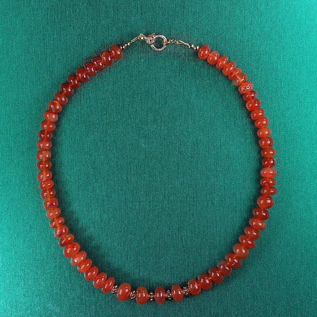 2020s Ajd 16 Inch Carnelian Rondelle Necklace With Diamond Chip Clasp For Sale - Image 5 of 5