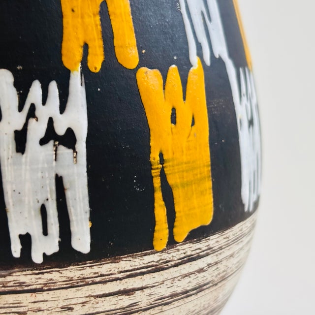 Mid 20th Century Mid Century West German Pottery Vase - Yellow Checkered For Sale - Image 5 of 9