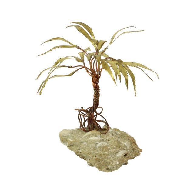 Copper Palm Tree on Rock Sculpture by Daniel Dhaeseleer, 1970s For Sale - Image 3 of 13