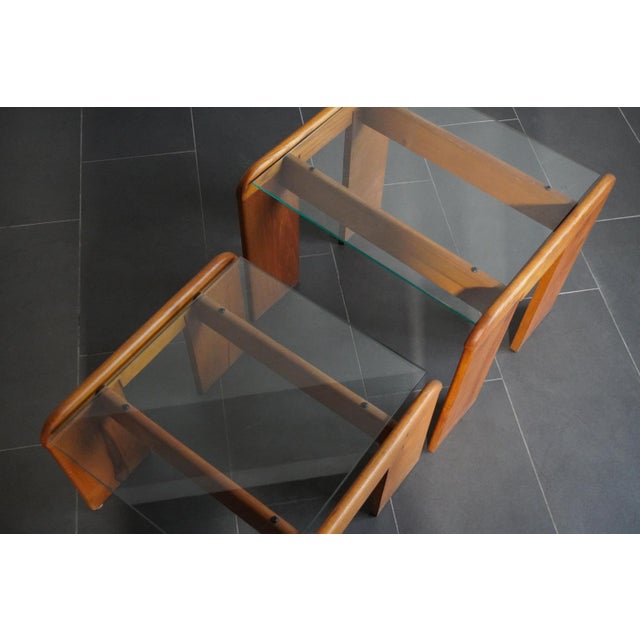 Coffee Table Set in Pine Wood and Glass by Afra & Tobia Scarpa, 1970s, Set of 2 For Sale - Image 10 of 14