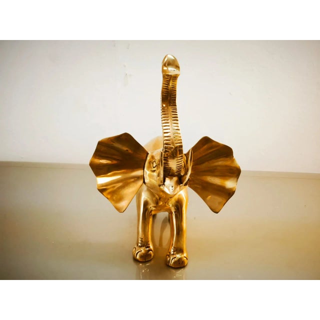 Vintage Gold Brass Elephant For Sale - Image 4 of 12