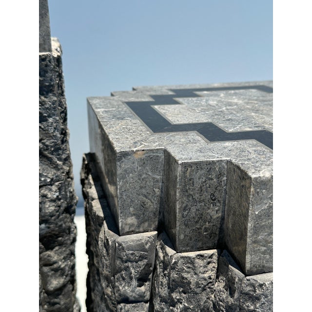 Tessellated Stone Side Tables with Brass trim - A Pair For Sale - Image 9 of 12